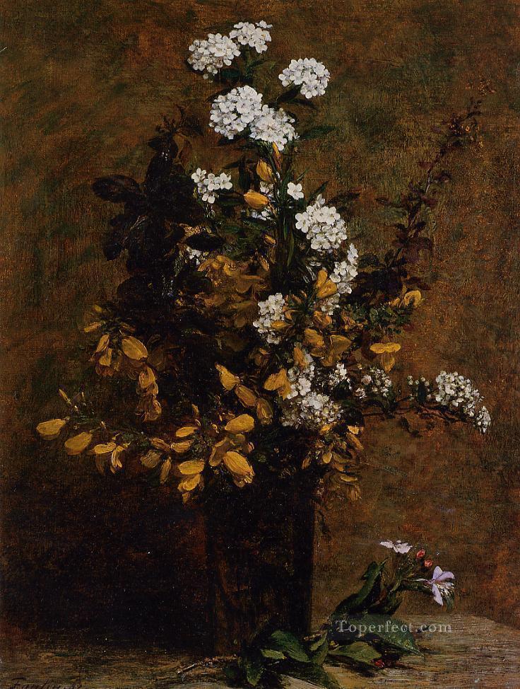 花瓶に入ったほうきとその他の春の花 アンリ・ファンタン・ラトゥール油絵